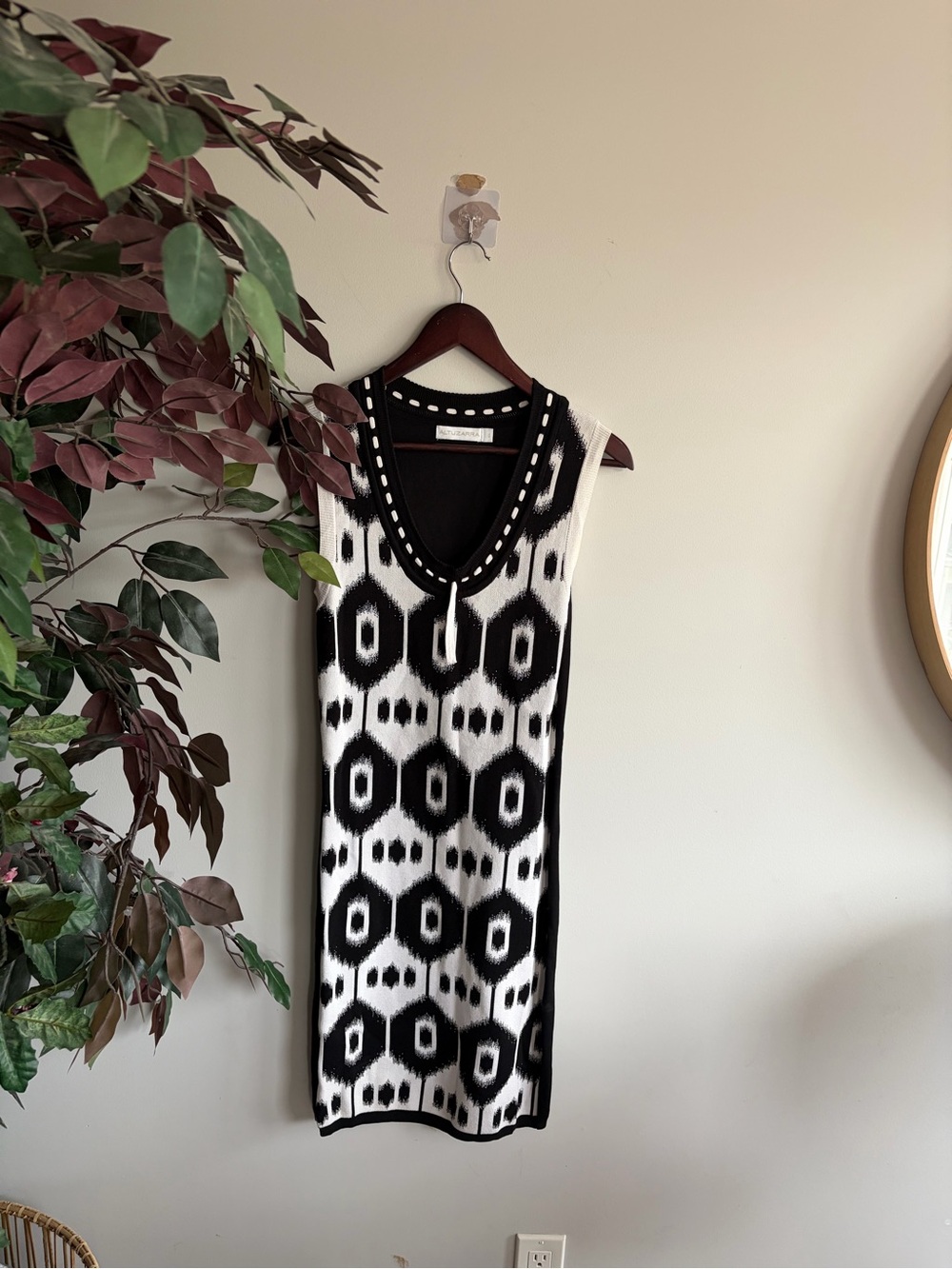 Altuzarra Black & White Geometric Knit Midi Dress